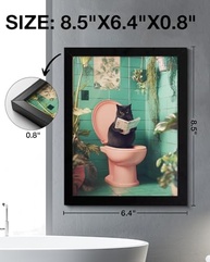 Pôster Engraçado Gato no Vaso - Arte de Parede para Banheiro com Estética Moderna - imagem 4
