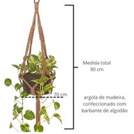 Suporte de Corda Macramê 70 cm para Vasos de Plantas - Bege | Decoração Elegante e Sustentável - imagem 4