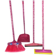 Kit de Limpeza Rosa com Vassoura, Pá e Rodo Decorado - Design Charmoso e Funcional - imagem 1