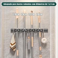 Suporte para Vassoura e Rodo de Parede em Alumínio - 50cm | Organizador à Prova d'Água e Ferrugem Tofaney - imagem 4