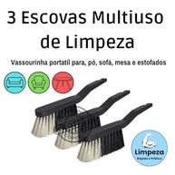 Kit 3 Escovas Multiuso de Limpeza - Vassourinha de Mão Portátil, Espanador e Escova para Sofá e Estofados - imagem 4