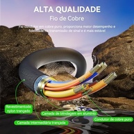 Cabo para Guitarra M-VAVE 6M: Som Profissional HIFI, Dupla Blindagem e Conectores Ouro 24K - imagem 4