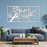Quadro Decorativo Árvore Folhas Vazado em MDF 3mm - 60x40 cm | Design Moderno com Moldura Branca - imagem 3