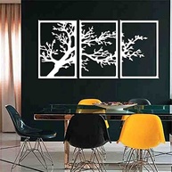 Quadro Decorativo Árvore Folhas Vazado em MDF 3mm - 60x40 cm | Design Moderno com Moldura Branca - imagem 1