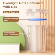 Potes para Overnight Oats 4 Unidades - 16oz, à Prova de Vazamento, BPA-Free, Reutilizáveis e Portáteis - imagem 5