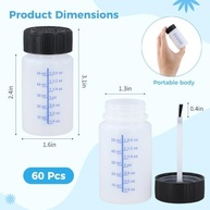 Pacote com 60 Frascos de Tinta Vazios 60ml + Pincéis | Ideal para Reparos e Projetos Criativos - imagem 3