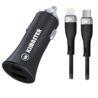 Carregador Veicular Kimaster CV209CL: USB-C PD + USB QC 40W com Cabo Lightning - Potência e Rapidez na Estrada! - imagem 1