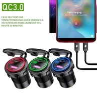 Carregador USB Turbo QC 3.0 e PD 18W para Veículos - 2 Saídas + Acendedor Azul - imagem 3