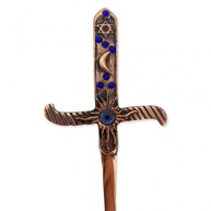 Adaga Cigana em Metal Cobre Velho 19 cm Pedras Azuis - imagem 2