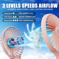 QQT Mini Ventilador Portátil Recarregável - 4 Velocidades, Bateria de Longa Duração, Design Compacto com Espelho de Maquiagem - imagem 3