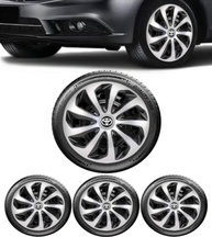 Jogo 4 Calotas Esportivas Velox Aro 14 Preto/Prata - TOYO para Etios, Yaris e Corolla - imagem 2