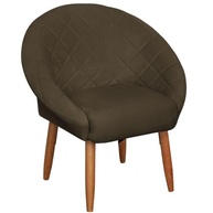 Poltrona Decorativa Resistente em Veludo com Pés de Madeira - Estilo Capitone para Sala, Escritório e Recepção - imagem 2