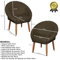 Poltrona Decorativa Resistente em Veludo com Pés de Madeira - Estilo Capitone para Sala, Escritório e Recepção - imagem 3