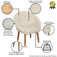 Poltrona Cadeira Recepção Bege Veludo Reforçada com Pés de Madeira | Design Moderno e Confortável - imagem 4