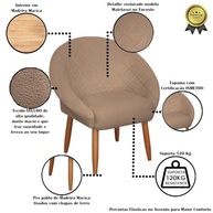 Poltrona Capitonê para Recepção e Sala de Estar - Tecido Veludo Resistente com Pés de Madeira - imagem 5