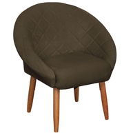 Poltrona Decorativa Resistente em Veludo com Pés de Madeira - Estilo Capitone para Sala, Escritório e Recepção - imagem 1