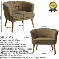 Poltrona Ergonômica Cappuccino para Sala de Espera | Tecido Veludo e Estrutura Resistente - imagem 3