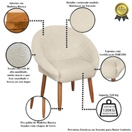 Poltrona Cadeira para Recepção e Sala de Estar | Tecido Veludo Bege Reforçado com Pés de Madeira MOBLAN - imagem 4