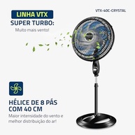Ventilador de Coluna Mondial Super Turbo 8 Pás - 140W, 110V, Preto - imagem 5
