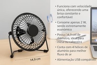 Mini Ventilador USB de Mesa Premium Silencioso com 4 Pás de Alumínio – Ideal para Escritório e Home Office - imagem 5