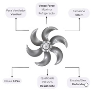 Hélice para Ventilador Ventisol 50cm 6 Pás Prata - Turbo Performance - imagem 5