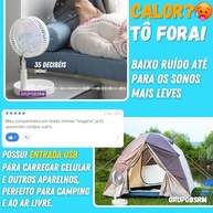 Ventilador Portátil Dobrável Silencioso 4 Velocidades com Bateria Recarregável Bivolt - Ideal para Dormir e Ambientes Compactos - imagem 3