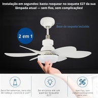 Ventilador de Teto com Lâmpada LED 60W Bivolt Silencioso - 3 Velocidades + Controle Remoto - imagem 3