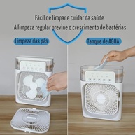 Mini Ventilador de Mesa com Função Ar Condicionado Portátil USB - Climatizador e Umidificador com Luz LED Bivolt - imagem 4