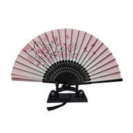Leque de Madeira com Estampa Elegante - Ventilador de Mão Chique e Sustentável (0107 Flor Rosa) - imagem 1