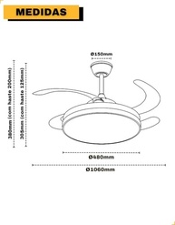 Ventilador de Teto Plafon LED Opus Air Lite Retrátil com Controle Remoto – 60W, 3 Temperaturas de Luz, Bivolt, Silencioso - imagem 3