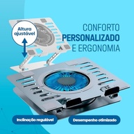 Suporte para Notebook com Cooler e Ventoinha - Base Ajustável em Liga de Alumínio com Resfriamento Ativo - imagem 5