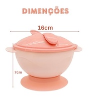 Kit Introdução Alimentar Rosa com Pote, Tampa e Colher Ventosa - Segurança e Praticidade na Hora da Papinha - imagem 3