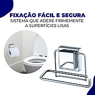 Suporte Porta Papel Higiênico Arthi Cromado com Ventosa - imagem 2