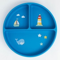 Prato de Silicone com Ventosa e Divisórias Ursinho Navy Azul - Seguro, Prático e Estiloso para Bebês - imagem 5