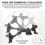 Suporte Veicular Universal para Celular: GPS, Waze e Uber com Trava Automática e Ventosa Forte - imagem 4