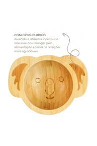 Bowl de Bambu Coala Verde Escuro com Ventosa - Segurança e Diversão nas Refeições Infantil - imagem 3