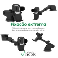 Suporte Veicular Premium Steel Hook: GPS Universal, Ventosa Forte, Trava Automática Anti Queda para Waze, Uber, 99Taxi - imagem 3