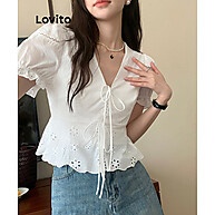 Blusa Boho Lovito com Bordado de Ilhós e Renda - Estilo Verão - imagem 2