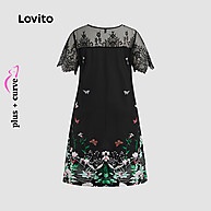 Vestido Elegante Plus Size Lovito com Renda e Flores para Verão - imagem 2