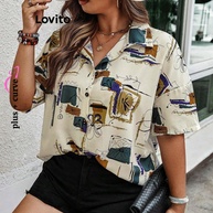 Blusa Lovito Plus Size Pintada à Mão - Estampa Verão/Primavera - imagem 2