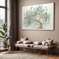 Quadro Decorativo Arvore Azul Verde 130x90cm - Arte Moderna para Sala e Quarto - imagem 2