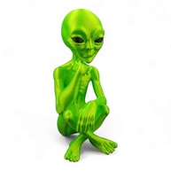 Estatueta Alienígena Pensador Verde Neon - 16cm - Decoração Ficção Científica - imagem 2