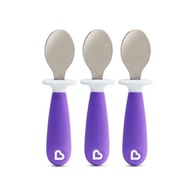 Munchkin Conjunto de 3 Colheres de Inox Ergonômicas para Bebês - Design Infantil Verde - imagem 4
