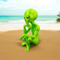 Estatueta Alienígena Pensador Verde Neon - 16cm - Decoração Ficção Científica - imagem 5