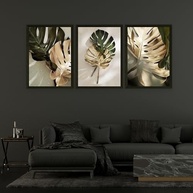 Quadros Decorativos Planta Verde e Dourada Costela de Adão - Kit com 3 Peças em Alta Definição - imagem 5