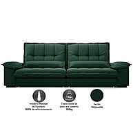 Sofá Bergamo 2,30m Retrátil e Reclinável Velosuede Verde - imagem 2