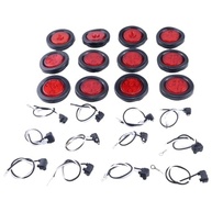 Luz Traseira LED 5cm Redonda Vermelha 12x - 4 LEDs por Luz - 10-30V com Arnês para Reboque e Caminhão - imagem 4