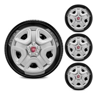 Jogo 4 Calotas Aro 16 Fiat Toro 2017-2023 com Emblema Vermelho Esportivo - imagem 1
