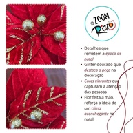 Poinsettia Natalina: Brilho Dourado e Vermelho! - imagem 2