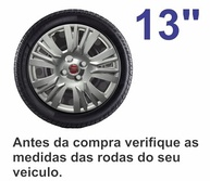 Jogo 4 Calotas Esportivas Prata Aro 13 Palio Essence (2014-2016) com Emblema Vermelho - imagem 4